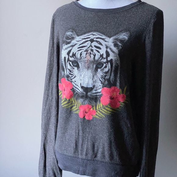 Wildfox Tiger Shirt Top Sweatshirt Small grey - Picture 5 of 5